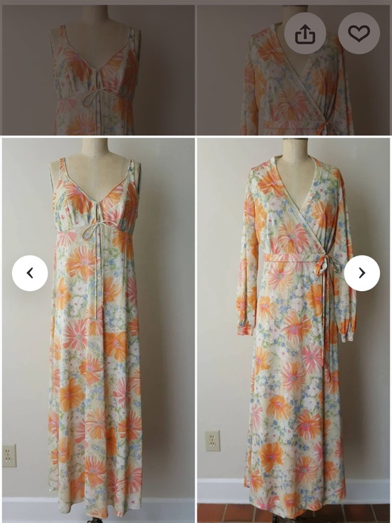 Olga Other - 60s Olga Flower Burst Wrap Robe and Night Gown Set - Small 32